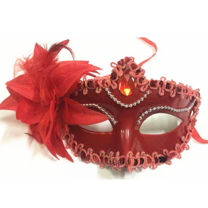 Elegant Lace Masquerade Mask With Rhinestone Flower Accents For Women's Halloween Costume Props