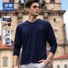 Herren V-Ausschnitt Langarm Seidenmischung T-Shirt