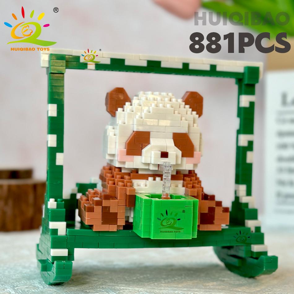 Non-Toxic Diy Cute Panda Shape Micro Model Building Blocks Set City Creativity Zoo Animal Mini Bricks Toys For Children Kid Gift