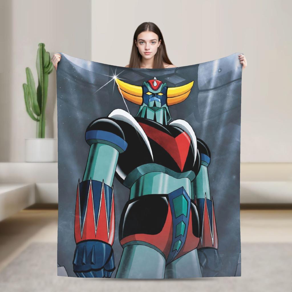 Mazinger Z Manga Knitted Blankets Coral Fleece Plush UFO Robot Grendizer Warm Throw Blanket for Bedding Couch Bedspread