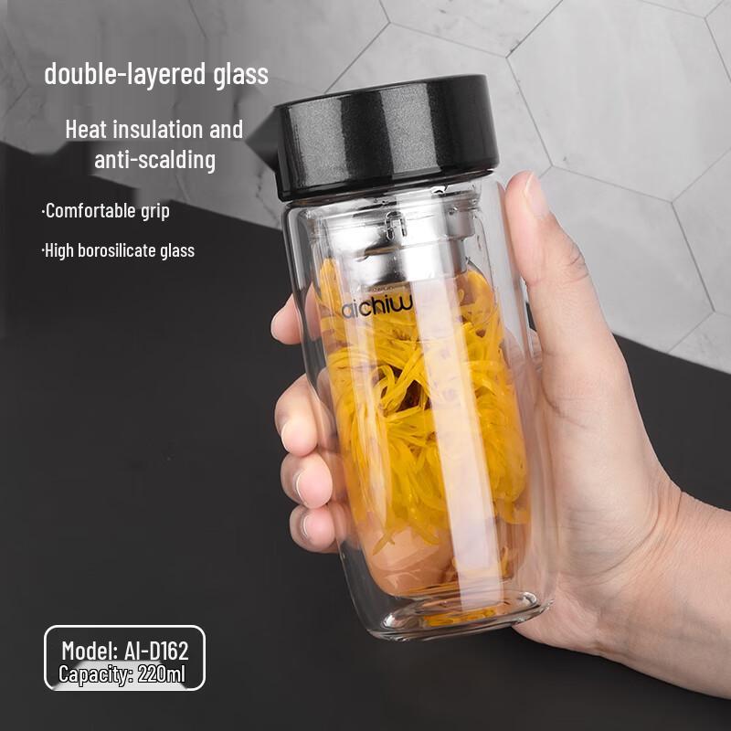 Aiqiwu 220ml Mini Double-Layer Borosilicate Glass Cup