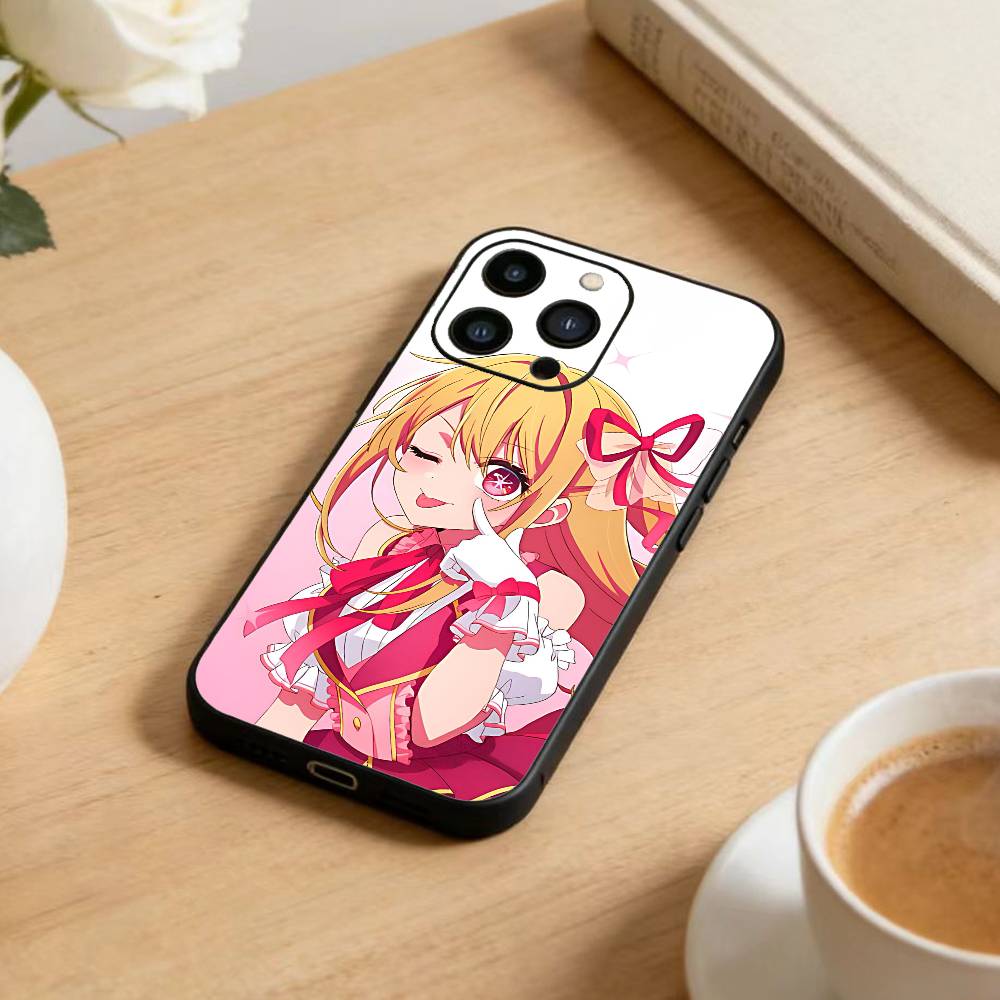 Anime Oshi no Ko Phone Case For iPhone 16,15,14,13,12,17,Pro Max,Plus Silicone Black Case