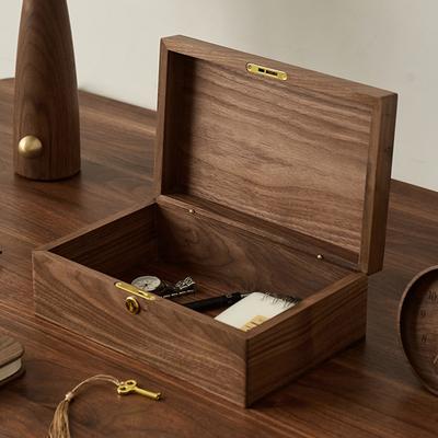 Solid Wood Jewelry Box Walnut Ring Earring Storage Display Boxes Luxury Women's Bracelet Jewelry Packaging Box with Lock