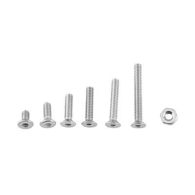 250pcs M2 Hex Socket Screws Bolt With Hex Nuts Assortment A2 Stainless Steel(Flat Head)