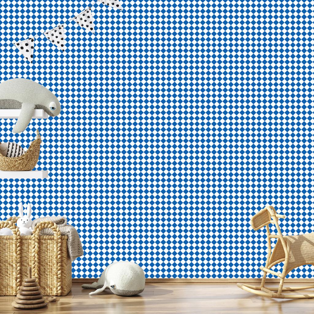 Geometric rhombus wallpaper in azure and blue for the living room and bedroom 50x1000