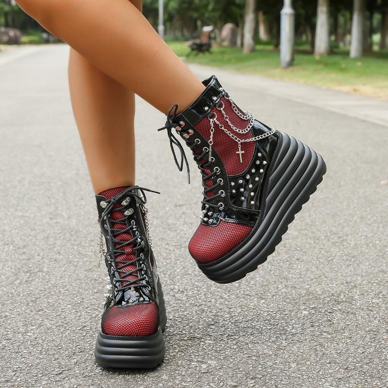 Fashion Platform Women's Heightened Short-leg Boots Fall/Winter 2025 New Slope-sole Mid-leg Boots
