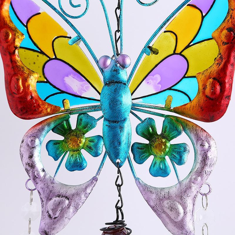 Bogen Windspiele Ornamente Zuhause Pastoral Farbdruck Schmetterling Doppelte Kristallkugel Glocken Ornamente