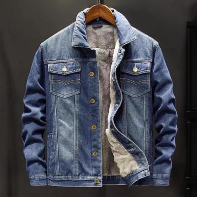 Dikke Velours Denim Jas voor Mannen, Winter, Koreaanse Stijl, Veelzijdig, Losse Pasvorm, Warme Werkkleding, Trendy Grote Maat.