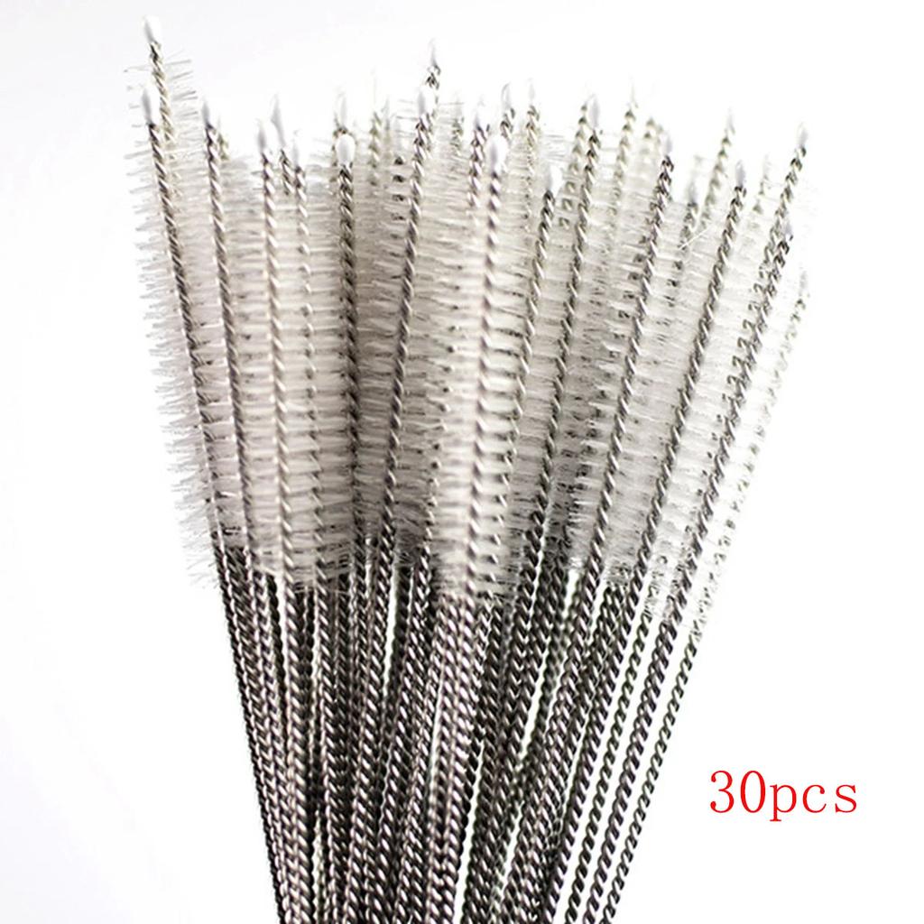 30Pcs Stainless Steel Cleaning Brush for Drinking Straws Silicone Metal Glass Straws Soft Hair Cleaner Brushes Household Tools