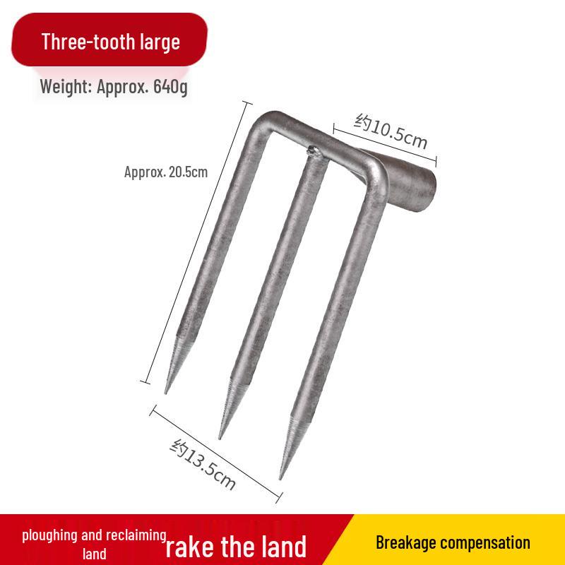 Two- and Three-Tine Gardening Rake Set for Soil Loosening and Planting