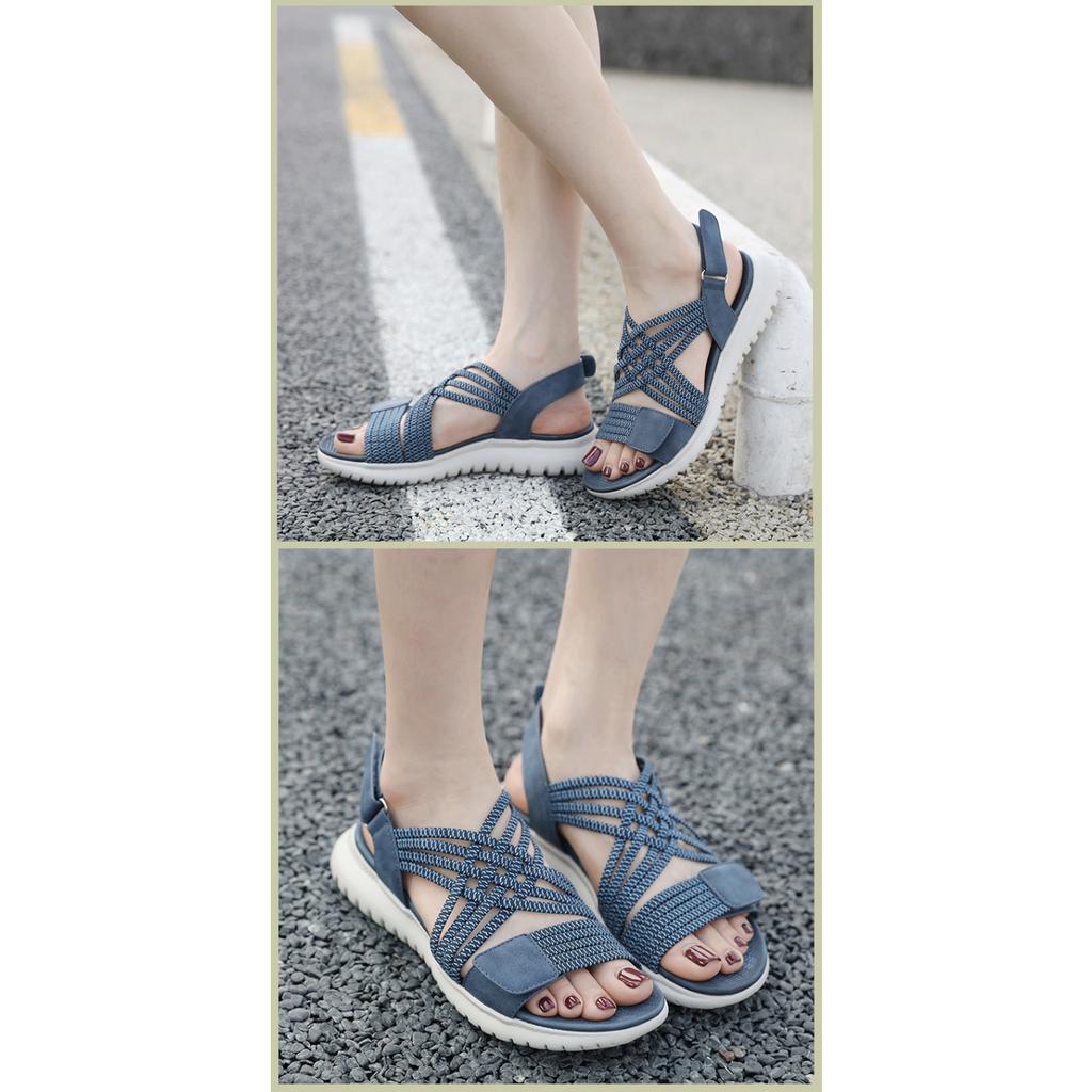 Pantofi de vară 2025 Sandale plate pentru femei Vacanță de vară Brand de modă pentru dama Sandale moderne în stil boemia Negru Albastru Verde Plus mărimea 42