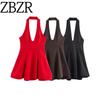 Zbzr Autumn New Women Clothes Western Style Fashion Sexy off-the-Shoulder Double-Layer Neck Collar Dress 3152249