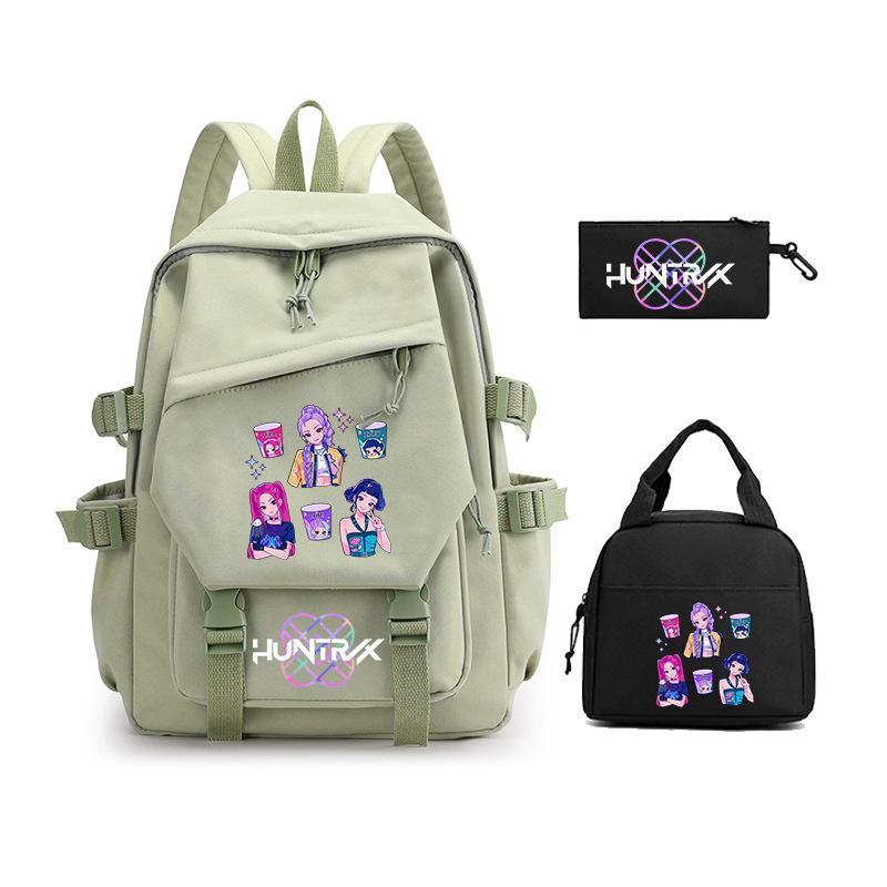Demon Hunters KPop Demon Hunters Student School Bag Three-piece School Bag Zipper Pencil Case