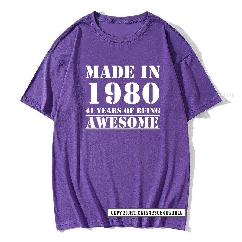 Grappig Gemaakt In 1980 41 Jaar Geweldig Zijn Verjaardag Print T-shirt Katoenen T-shirts Mannen Slim Fit Modieuze Tops Shirt