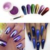 6-Color Champagne Magic Mirror Nail Powder: High-Gloss Aurora Titanium Gold Fairy Glitter.