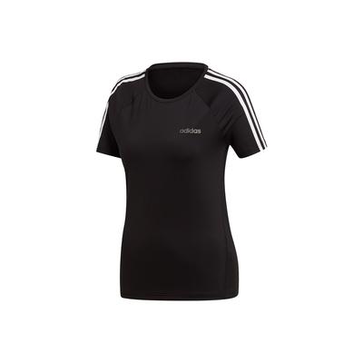 D2M 3S Tee Training Sports Letter Print Round Neck Slim Fit Short Sleeve T-Shirt Women Tops Black EH8722