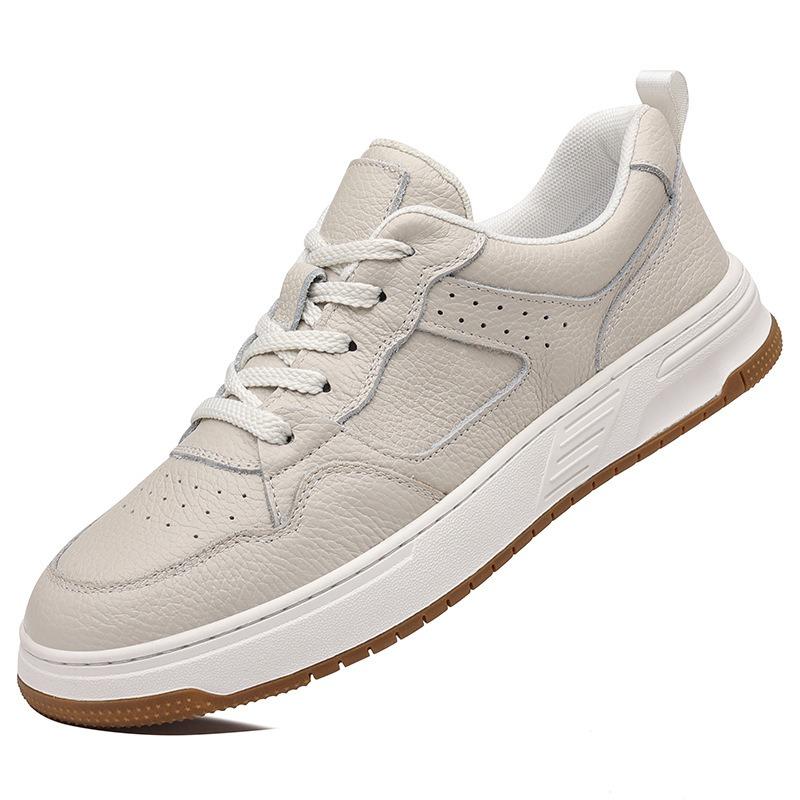 The First Layer of Cowhide Casual Leather Shoes Men's Trendy Board Shoes Spring New Versatile Little White Shoes