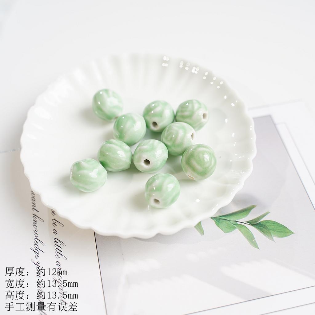 12Mm rose ball ceramic beaded accessories Jingdezhen bracelet necklace accessories DIY handmade materials wholesale high temperature
