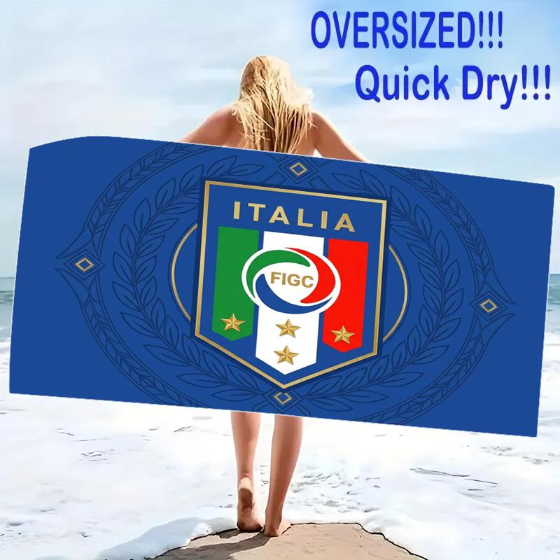 Italy National Football Print Beach Towel, Large Soft Quick Dry Towel for Beach Camping Swimming