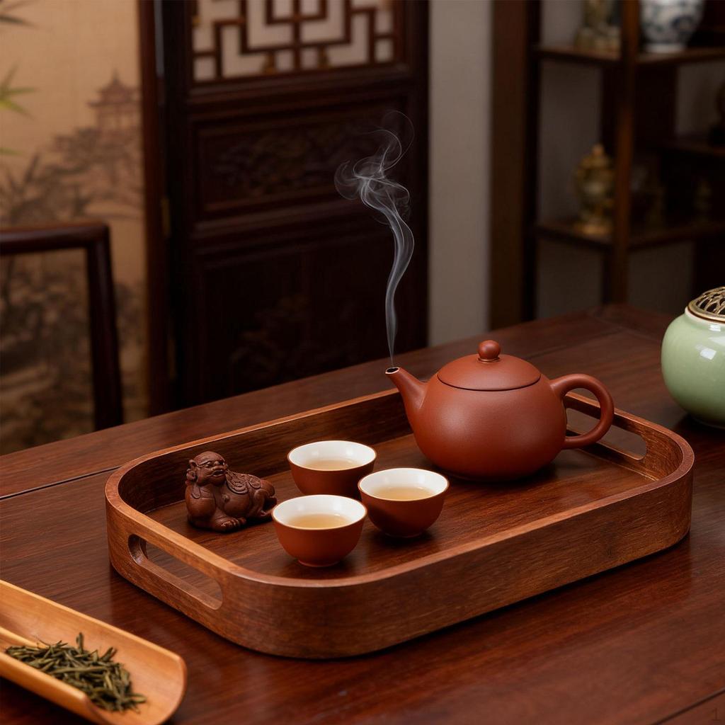 Bamboo Serving Tray Coffee Table Rectangular Housewarming Gift Food Dish Bread Board for Tea