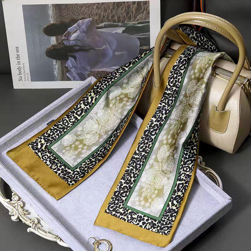 Luxury Design Silk Skinny Scarf For Women Fashion Hair Bands Neckerchief Soft Satin Lady Hands Bag Ribbon Neck Tie Scarf Female