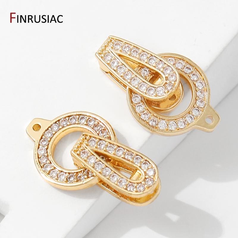 14K Gold Plated Brass Pearl End Clasps,Fastener Connector Clasps,Inlaid Zircon Lock For DIY Bracelet Necklace Making Supplies