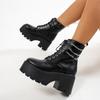 New autumn and winter platform high heel large size punk style chain low boots women's boots