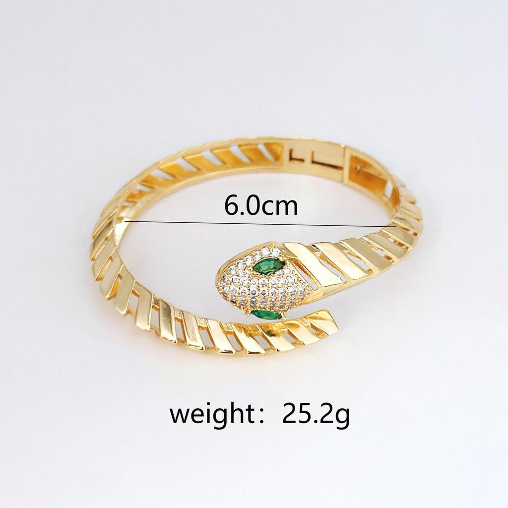 Personalized Retro Bracelet Set, Micro-inlaid Zircon Jewelry, Trendy Open Snake Ring.