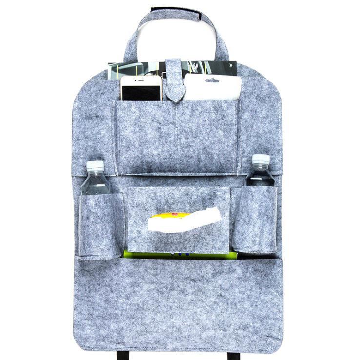 Car Seat Back Organizer: Multifunctional Felt Storage Bag with Pockets