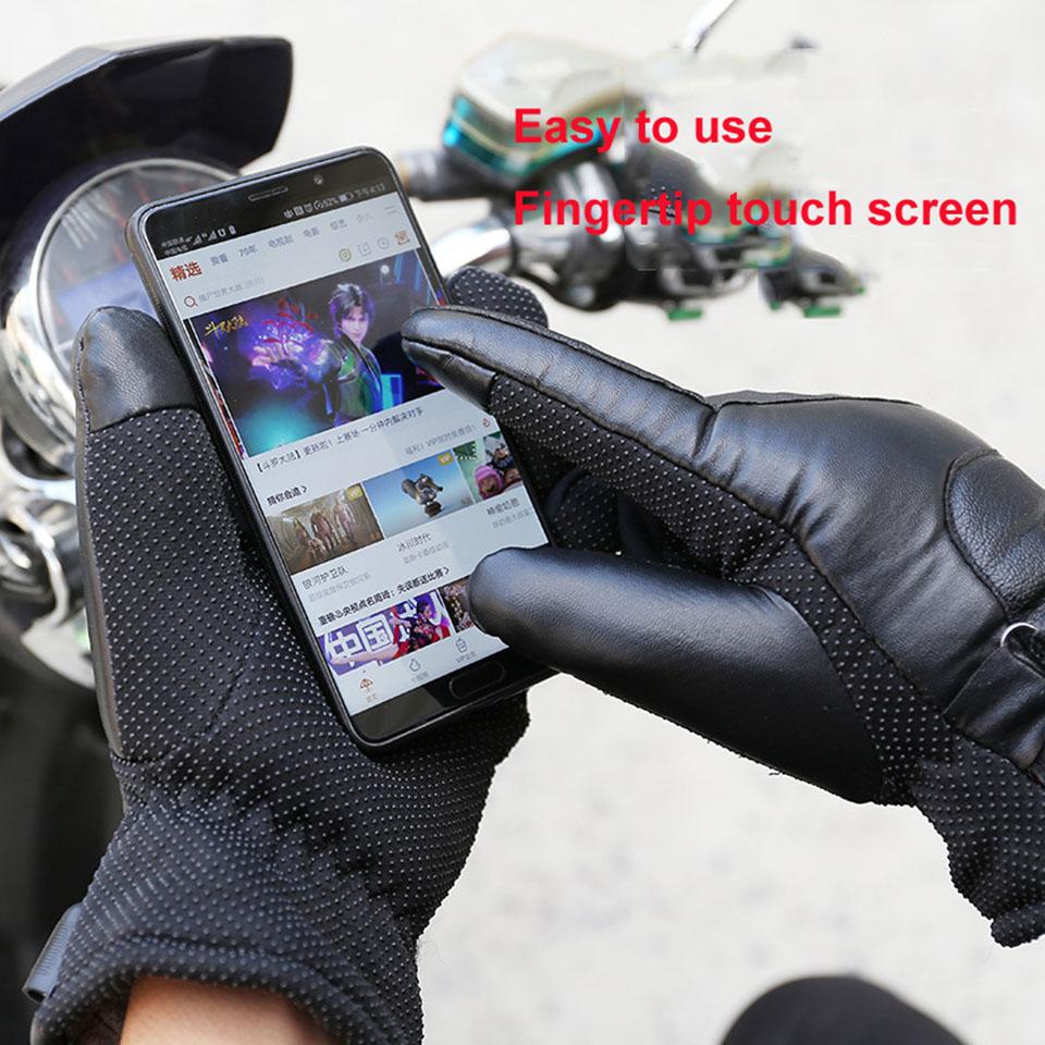 Motorcycle Heating Gloves Men Three Levels of Temperature Regulation Leather Waterproof Warm Gloves Touch Screen Outdoor Sports