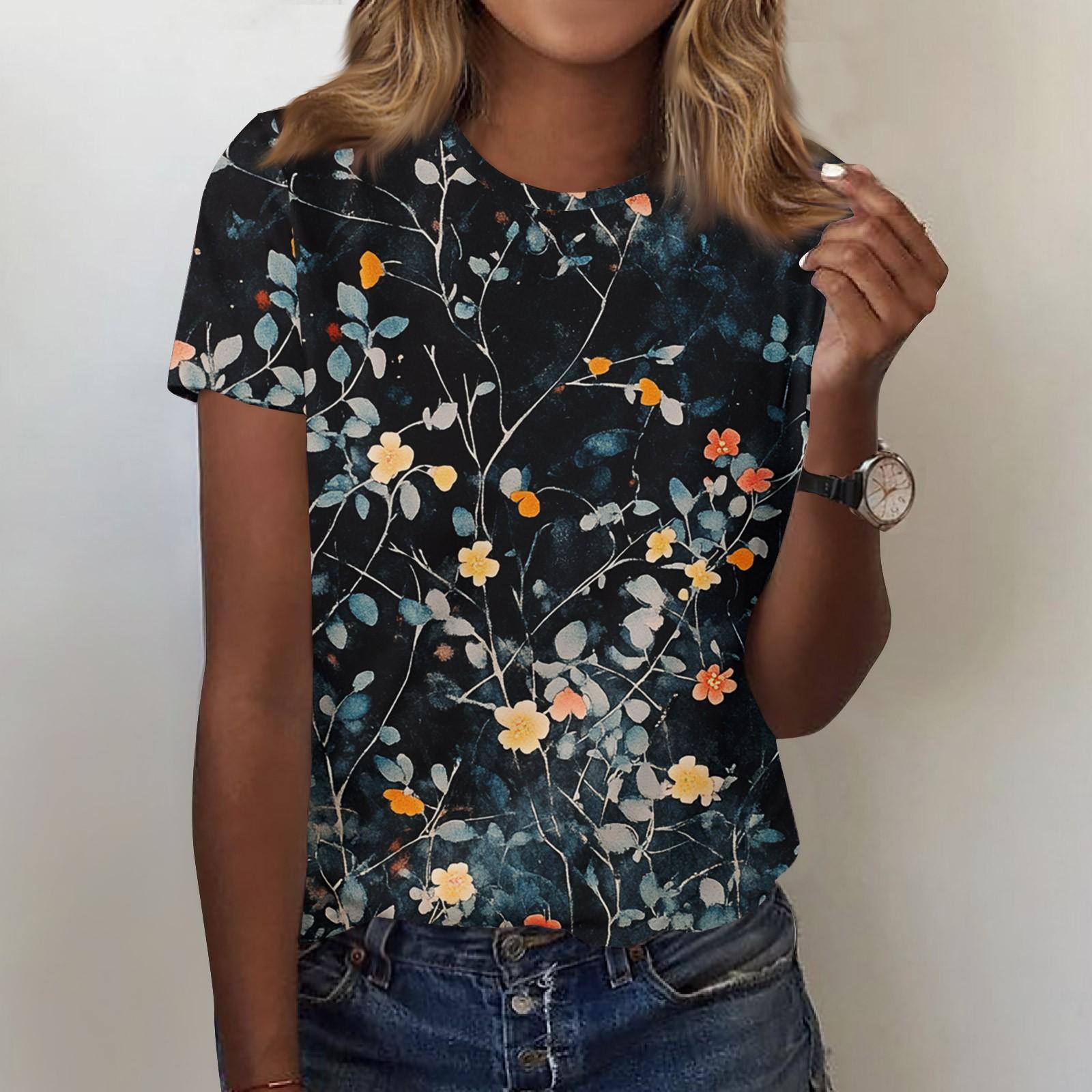 

Женская мода повседневная футболка с круглым вырезом и короткими рукавами, топ, футболка, топ L чёрный