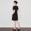 Women's Slim Short Sleeve Dress with Diamond Collar Design