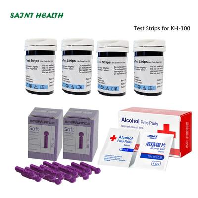 Medical Blood Glucose Test Strips and Lancets and Alcohol Cotton Pads- For KH-100 Blood Glucose Meter (Does Not Include the Device Itself)