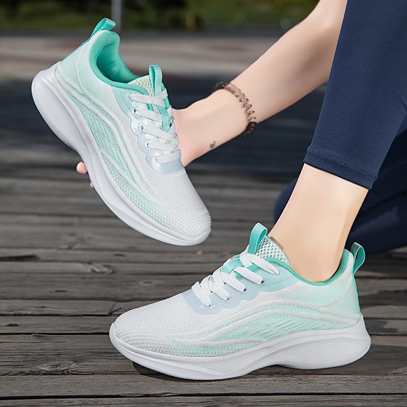 Women's Shoes Soft Sole Casual Sports Women's Shoes Breathable Single Shoes Flying Weaving Mesh Outdoor Women's Running Shoes
