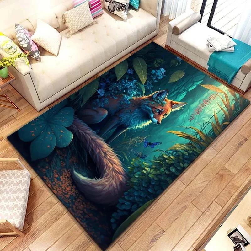 Wildfuchs Muster Druck Große Teppiche Teppich für Zuhause Wohnzimmer Schlafzimmer Sofa Fußmatte Dekoration Rutschfester Boden Pay Mat