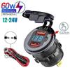 12V/24V Dual USB QC3.0 Outlet Car Charger USB Lighter Socket Waterproof With LED Voltmeter ON/Off Switch Quick Charge Adapter Car Accessories