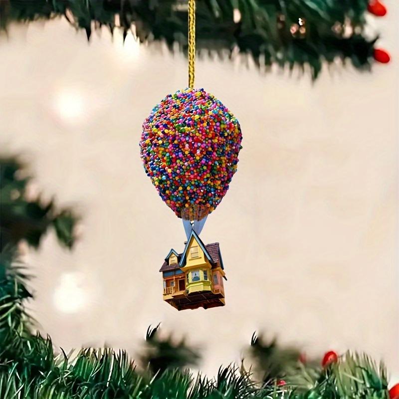 2D Akrylová Plochá Závěsná Ozdoba s Hravým Designem Domku s Balónky, Kreativní Dekorace Interiéru Auta, Slavnostní Párty Doplněk