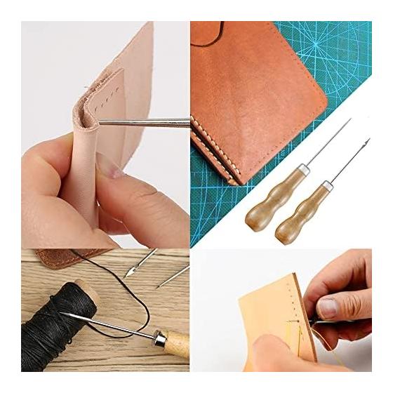 YFFSFDC 14PCS Leather Technology Leather Tools Set Hand Sewing Machine Sewing Tools Leather Tools Wax Thread Needle Sewing Thread Presser Tool DIY