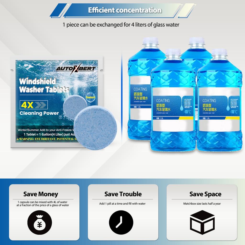 10PCS (1PC=4L) Car Window Windshield Wiper Glass Washer Auto Solid Cleaning Tablets Car Windscreen Glass Cleaner Car Accessories