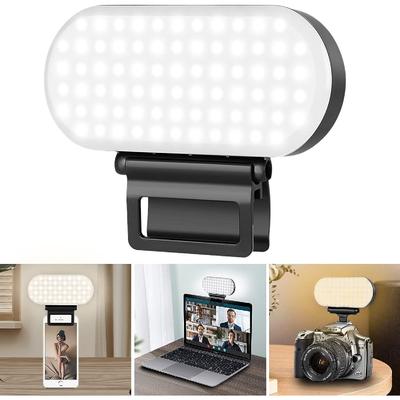 78 LED Video Light 2600-6000 K 3 Light Modes 10-Level Dimmable Built-in 3000 mAh Batteries CRI 95+ High Power Panel Light with 3 Bases