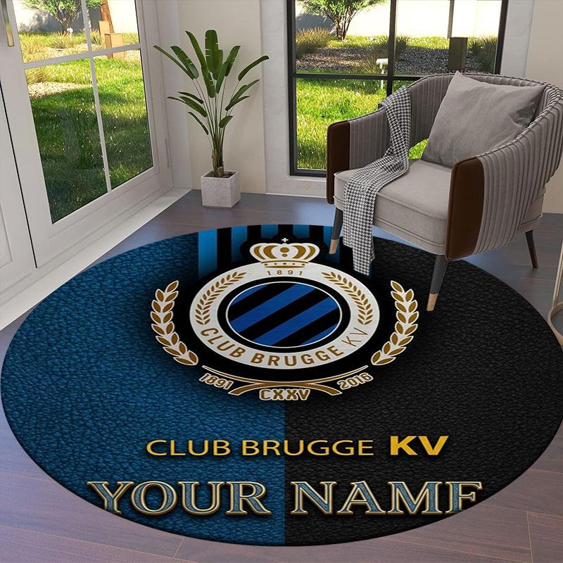Club Brugge KV Custom Name Round Area Rug,Carpet Rug for Living Room Bedroom Sofa Playroom Decor,Non-slip Floor Mat