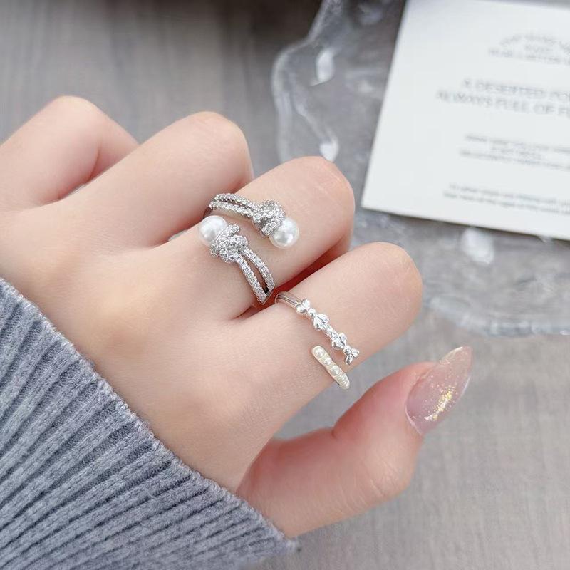 Leichter Luxus Mode Vierkantstern Super Fee Perle Zir*****Stift Ring Temperament Nische Hoher Sinn Exquisiter Ring