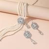 Stylish Layer Rhinestones Waterfall Necklace With Matching Earrings Jewelry Set