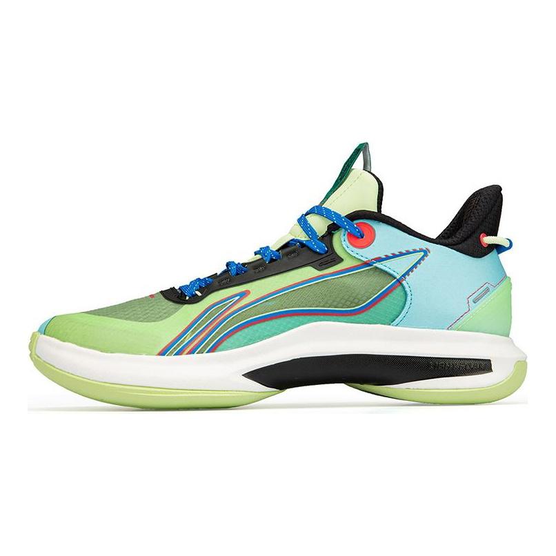 Li Ning Niedrige Performance Basketballschuhe Herren Grün Blau ABPR069-7