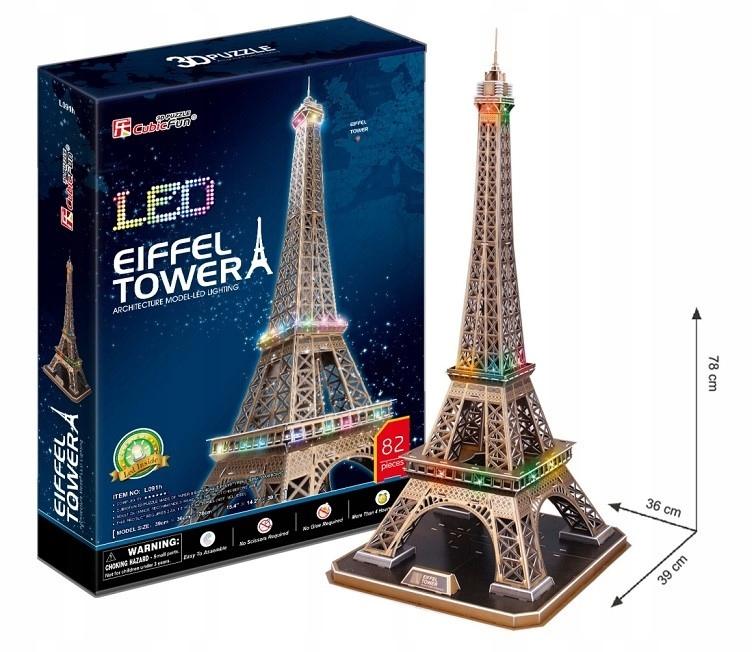 Cubic fun puzzle 3d wieża eiffla podświetlenie led cubicfun l091h