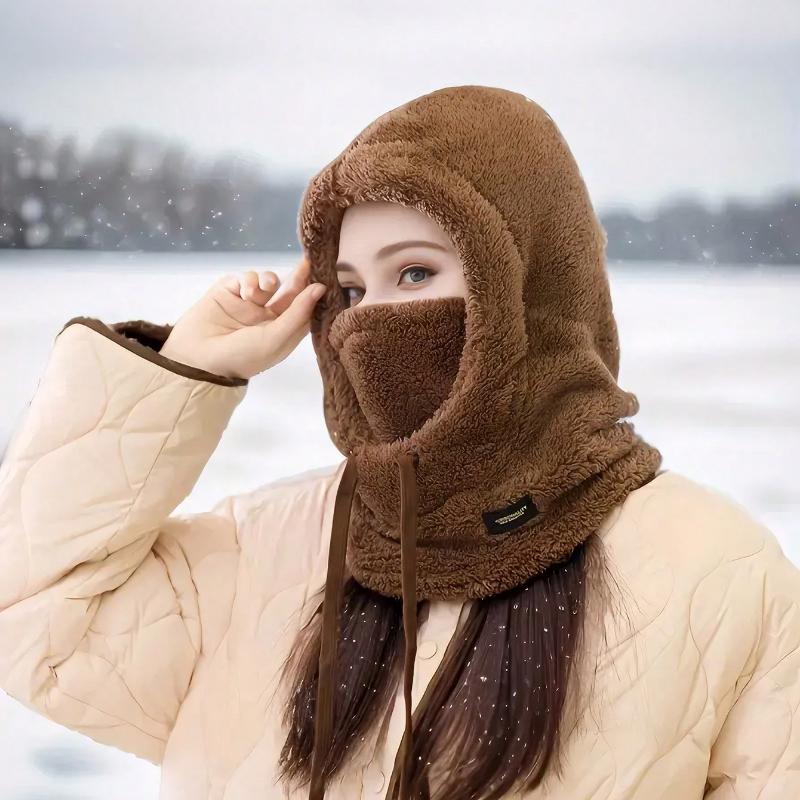 

1 шт. Зимняя шапка-балаклава для ушей и шеи с термоподкладкой, лыжная маска для лица, вязаная полиэстеровая балаклава для головы и шеи, унисекс, легкая, случайный ярлык A&one-size