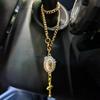 Steering Wheel Rosary Pendant Charm Catholic Rosary Hanging Pendant Virgin Mary Cross Hanging Accessory