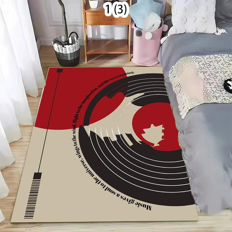 2D Classical Music Vintage Vinyl Record Area Rug,Carpet Rug for Living Room Bedroom Sofa Decoration,Kid Play Non-slip Floor Mat