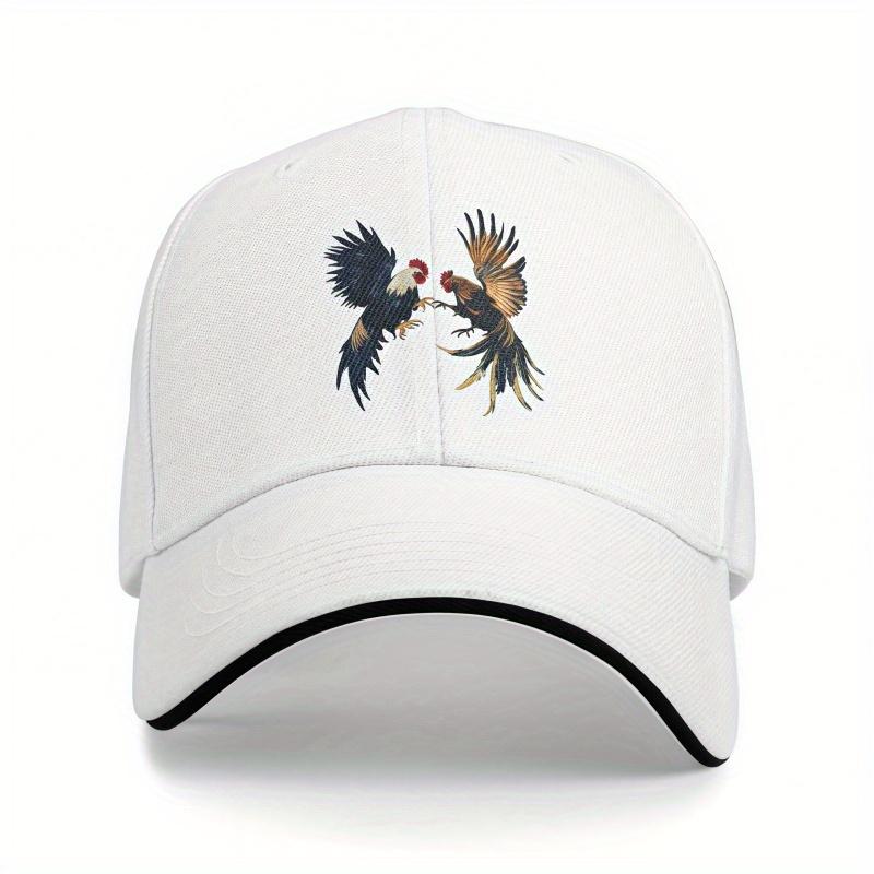 Rooster Fighting Graphic Baseball Cap Polyester Breathable Adjustable Outdoor Sports Cap One Size