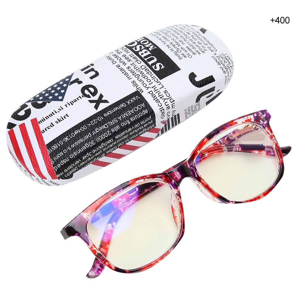 

Reading Glasses Blue Light Blocking Presbyopic Glasses Eyeglasses for Men Women With Storage Box(+400 Red Spot)